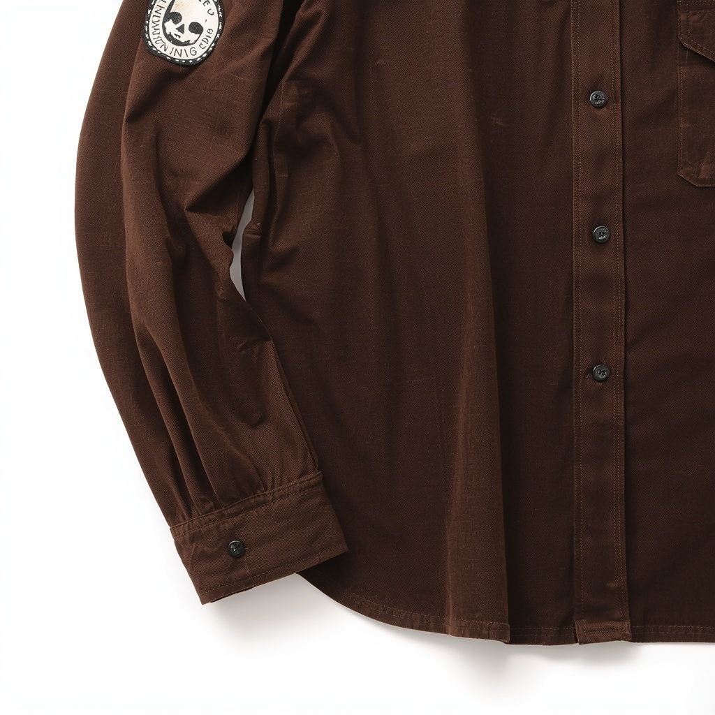 Chemise en toile marron upcyclée – "Collection Patches Vintage" – Image 2