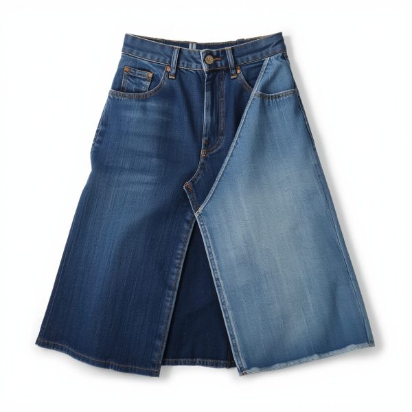 Jupe en jean upcyclée – « Asymétrie Denim »